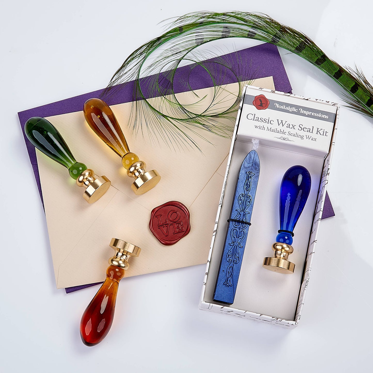 Murano Glass handle Wax Seal Kits-12 popular symbols: Butterflies