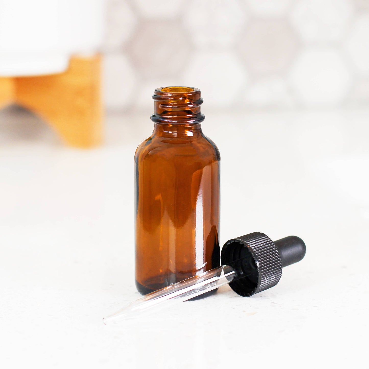 1oz Empty Amber Glass Dropper Bottle