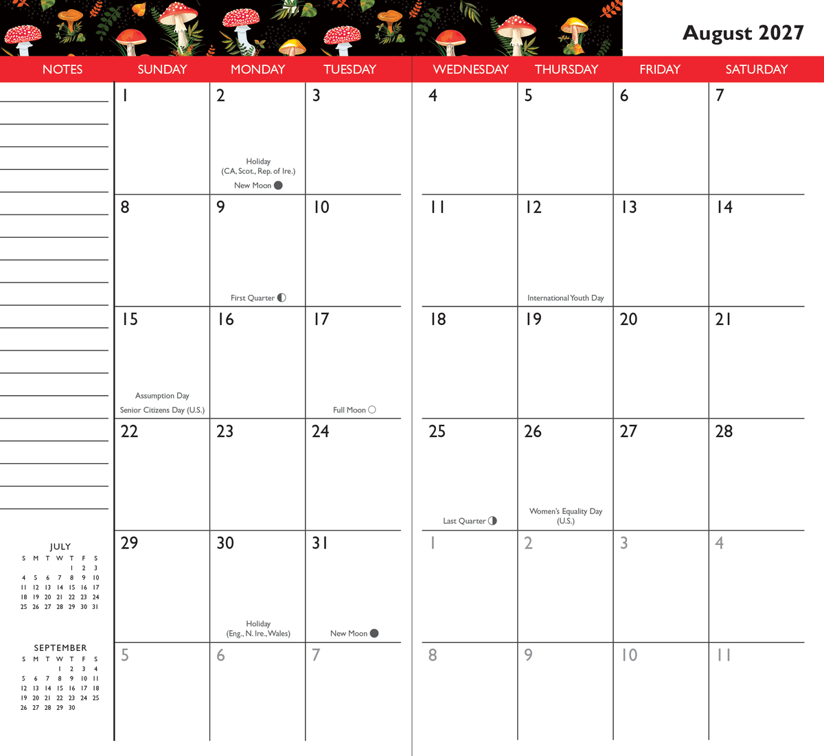 2027-28 Mushrooms 2-Year Pocket Planner