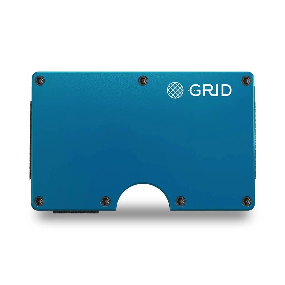 Grid Wallet // Blue Aluminum: Blue / Aluminum / 3.38"L x 2.12"W x 0.23"H