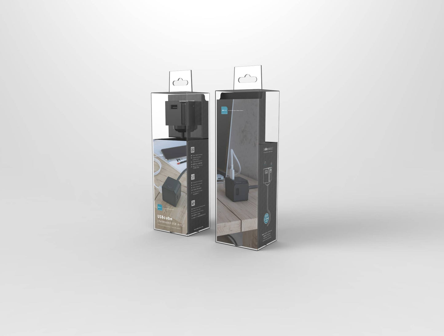 USBcube Extended 2xUSB A+C 5 feet cable US