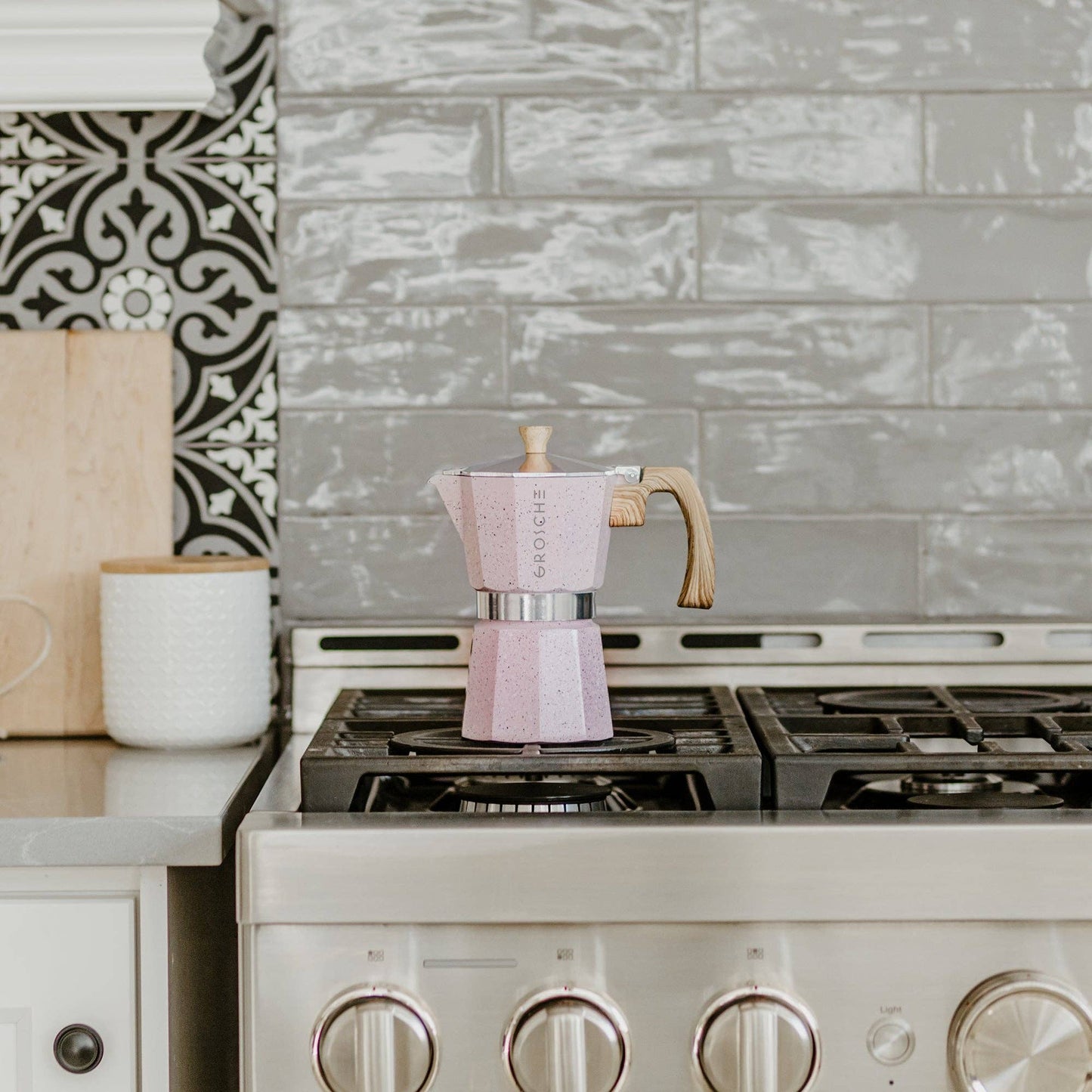 MILANO STONE Stovetop Espresso Maker  - Blush Pink: 6 cup