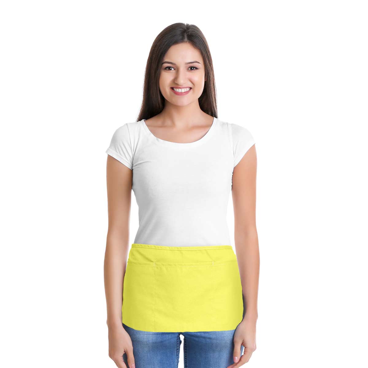 DALIX Waist Aprons Kitchen Bib Poly Cotton 3 Pockets: Black