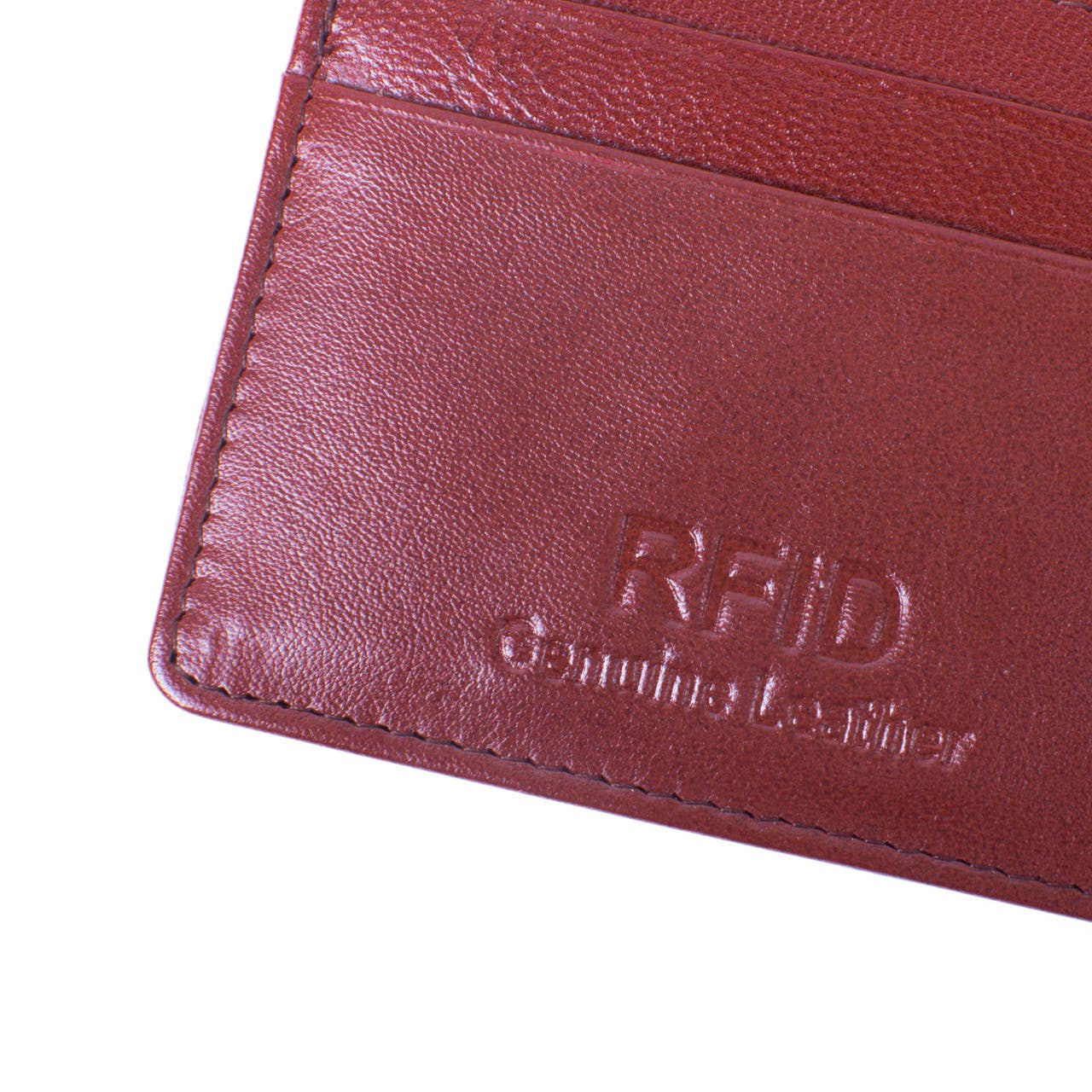 RFID Men's Genuine Leather Card Wallet-19CC: Brown