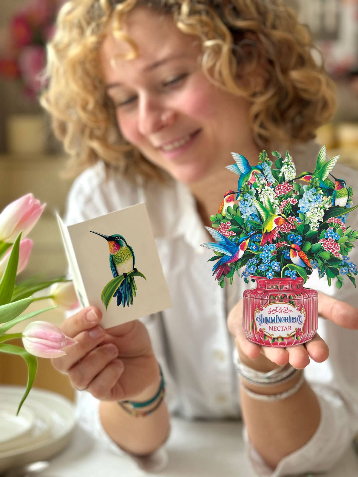 Mini Hummingbird Oasis  (10 Mini Pop-up Greeting Cards)