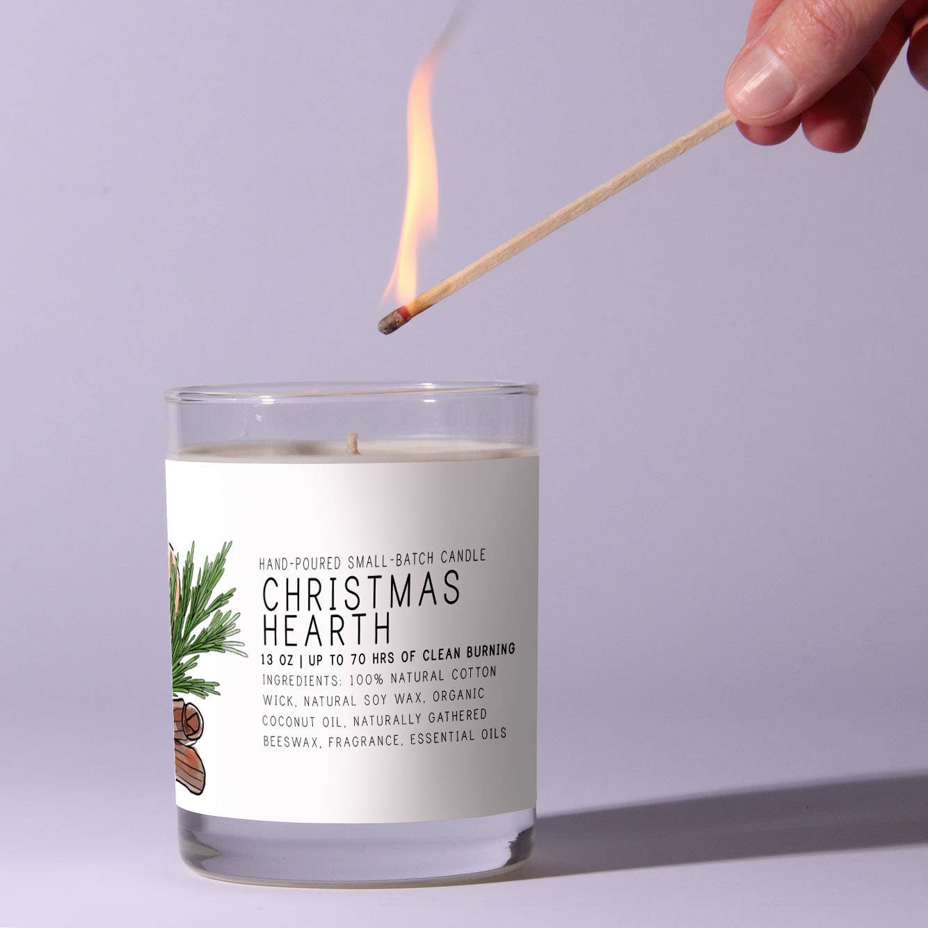 Christmas Hearth - Just Bee Candles: 13 oz (up to 60 hrs of clean burning)