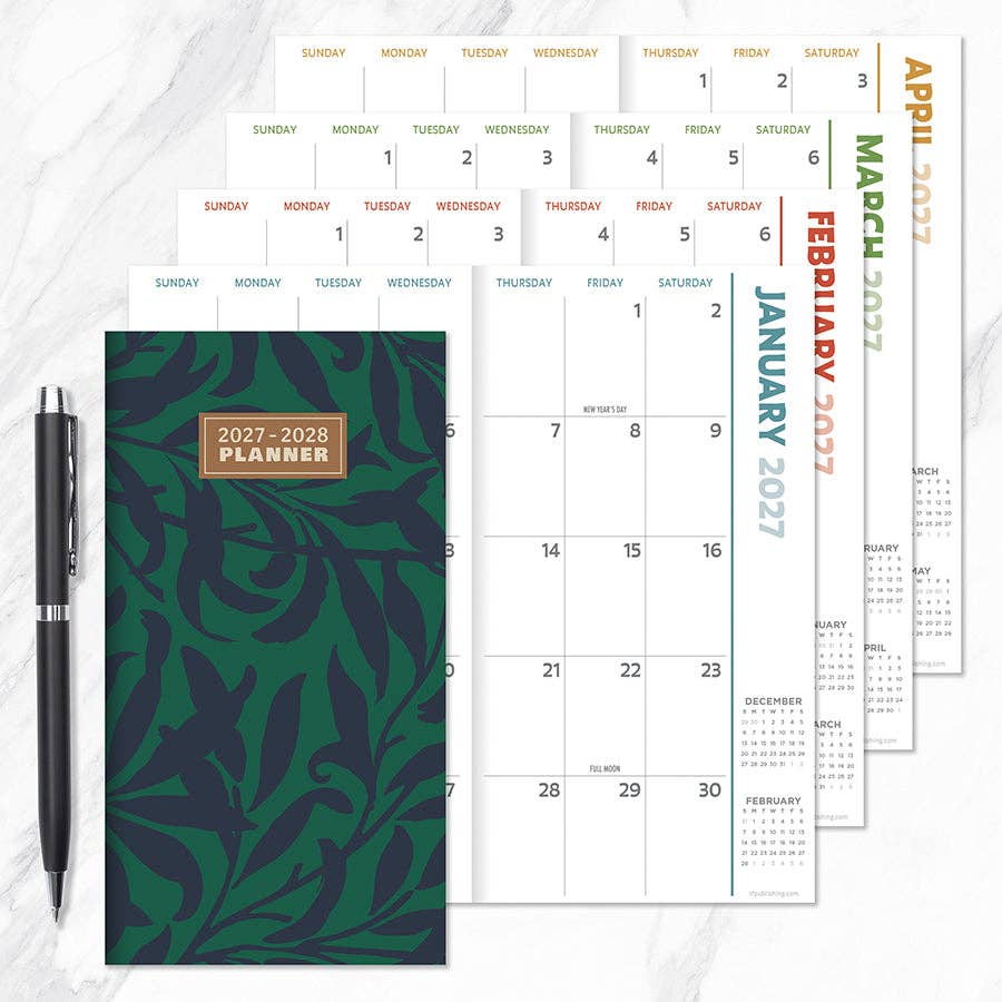 2027-2028 Long Weekend Small Monthly Pocket Planner