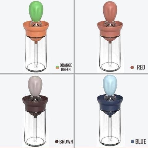 Perfectly drip Oil bottle with silicone brush Pastry steak L: 1 Pack(Mix & Match Colors)