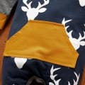 100% Cotton Reindeer Block Long-sleeve Baby Jumpsuit: Dark Blue / Newborn