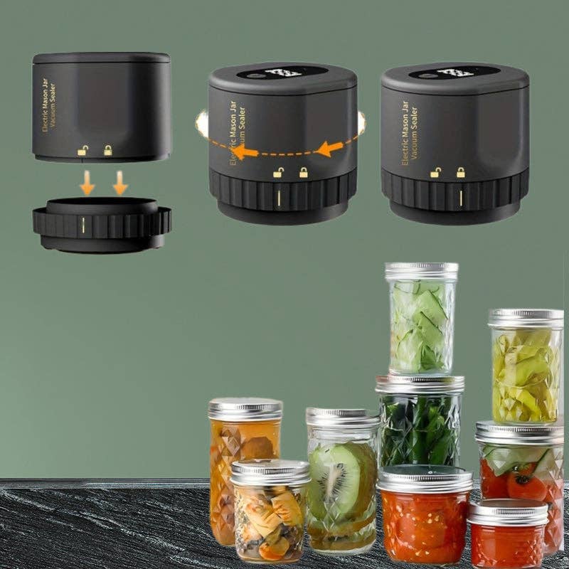 Mason Jar Vacuum Sealer Electric for Wide and Regular Mouth Includes 5 Wide 5 Regular Lids Black: Black