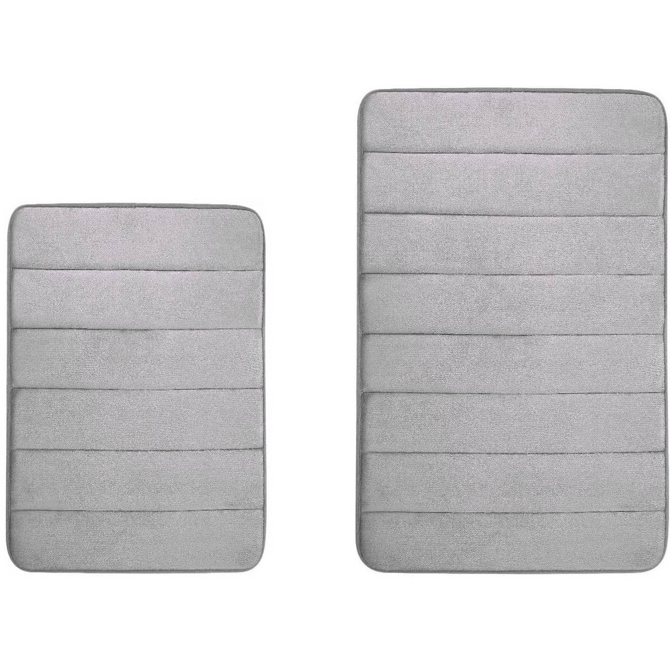 2 Pieces Memory Foam Bath Mat: Navy