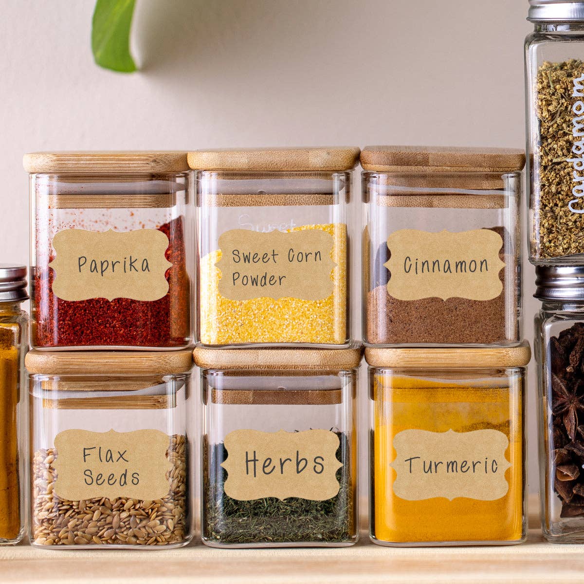 Wrapables Kraft Paper Sticker Labels for Lids, Mason Jars: (300pcs) Fancy Frame