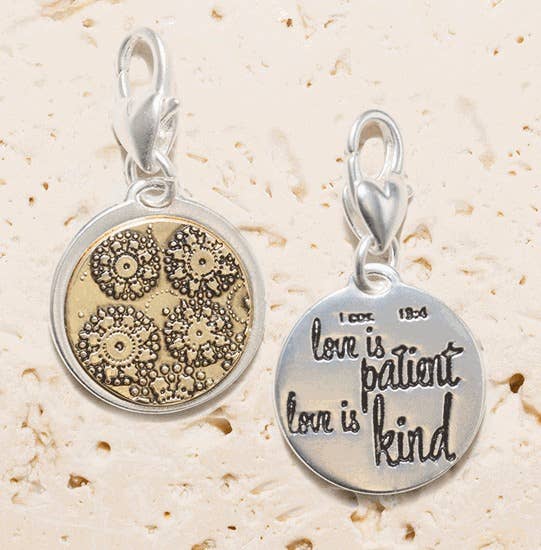 Floral “love Is...”- Silver 2-tone Medallion