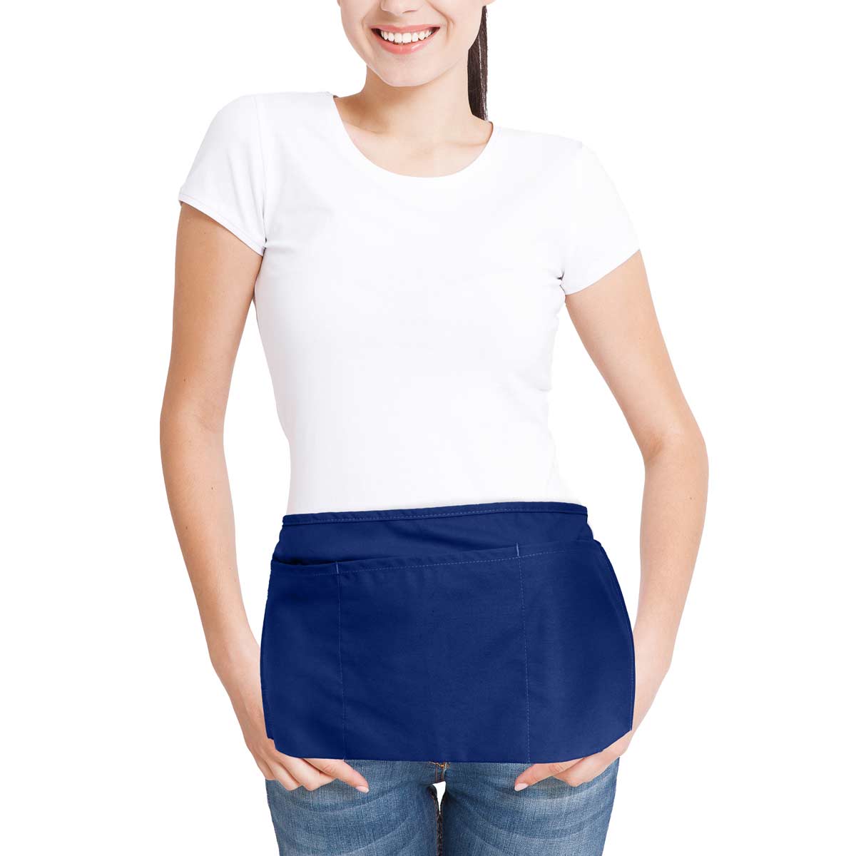 DALIX Waist Aprons Kitchen Bib Poly Cotton 3 Pockets: Black