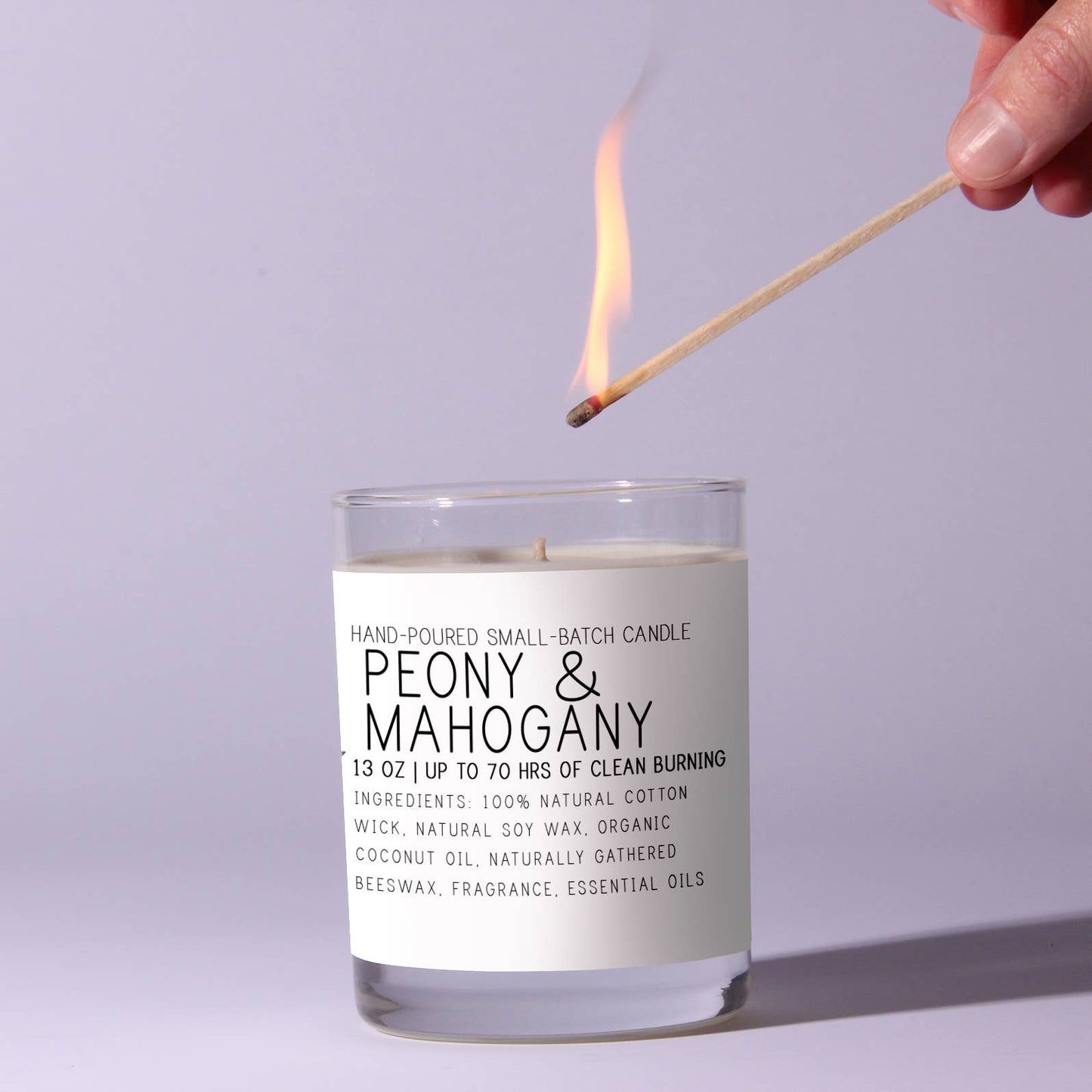 Peony & Mahogany - Just Bee Candle: 7 oz (up to 40 hrs of clean burning)