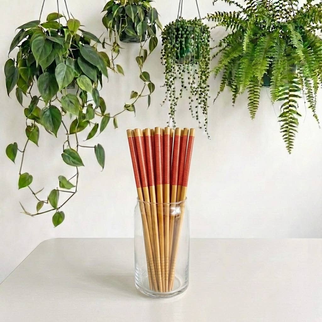 Bamboo Chopsticks - Set of 2 | Summer Bestseller: Red