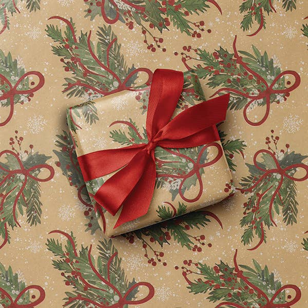 Christmas Gift Wrapping Paper: Green Tonal Stripe / 1 Pack / 24"x85'