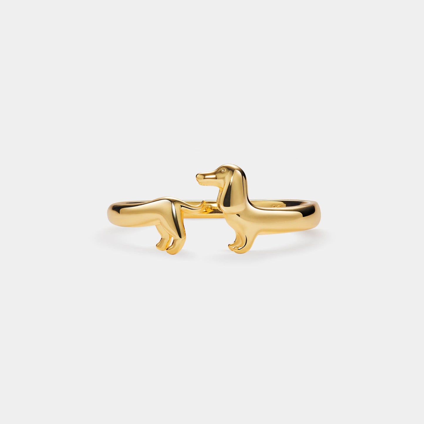 Dachshund Dog Stacking Band Ring in 925 Sterling Silver: Gold