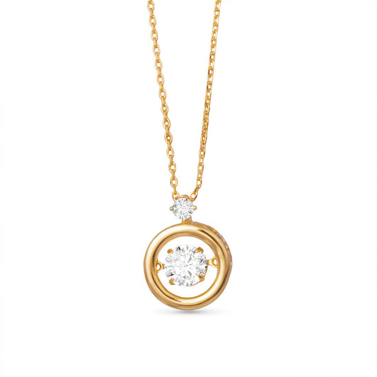 Round Flutter CZ Necklace -  Gold - AMANDA BLU