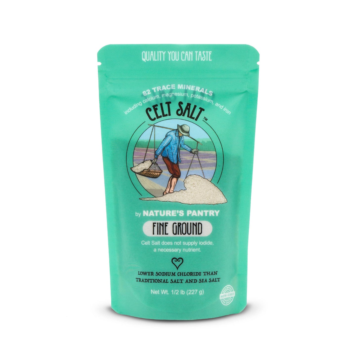 FG1/2 Celtic Sea Salt, Fine Ground - 1/2 lb (8 oz) Resealable Bag