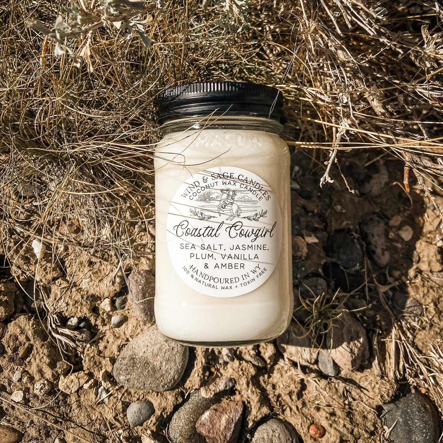 Coastal Cowgirl Mason Jar Candle, 100% Natural Wax: Medium