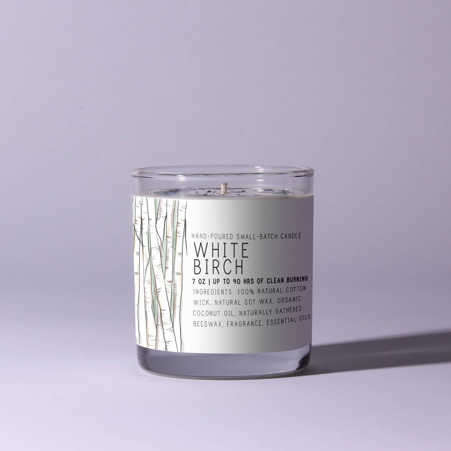 White Birch - Just Bee Candles: 7 oz (up to 40 hrs of clean burning)
