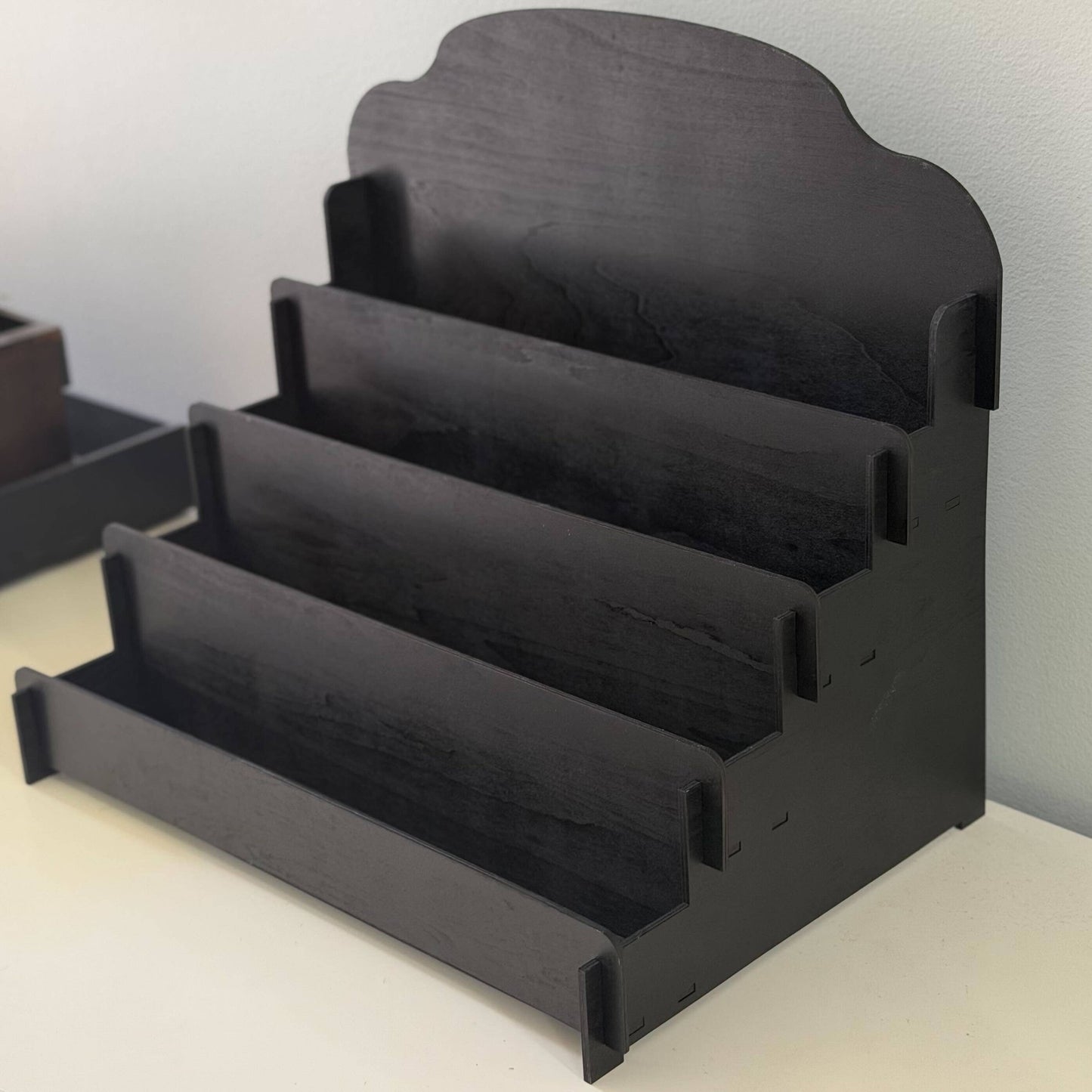 4 Tier Wooden Greeting Card Display Rack - Black