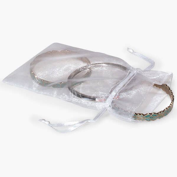 Organza Sheer Bags with Satin Drawsting Ribbon : Ivory / 10 Pack / 4x6"