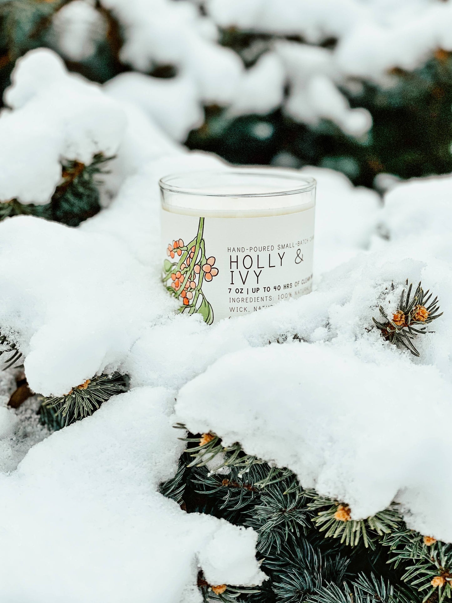 Holly & Ivy - Just Bee Candles: 7 oz (up to 40 hrs of clean burning)