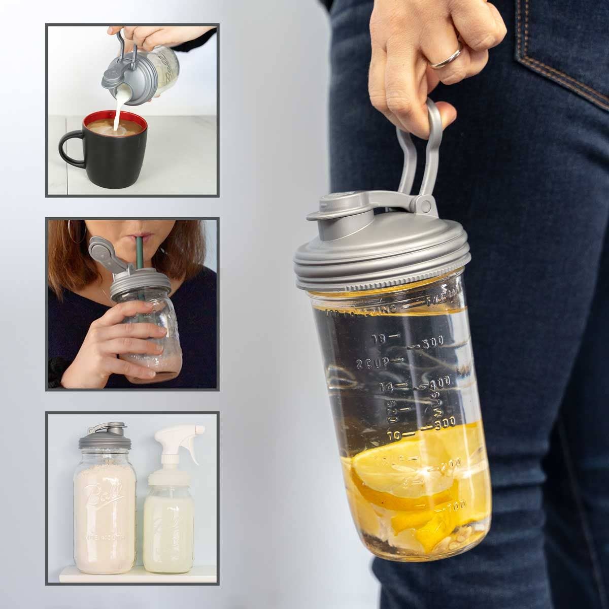 Mason Jar Pour Lid, by reCAP® - Case of 12: Silver / Regular Mouth