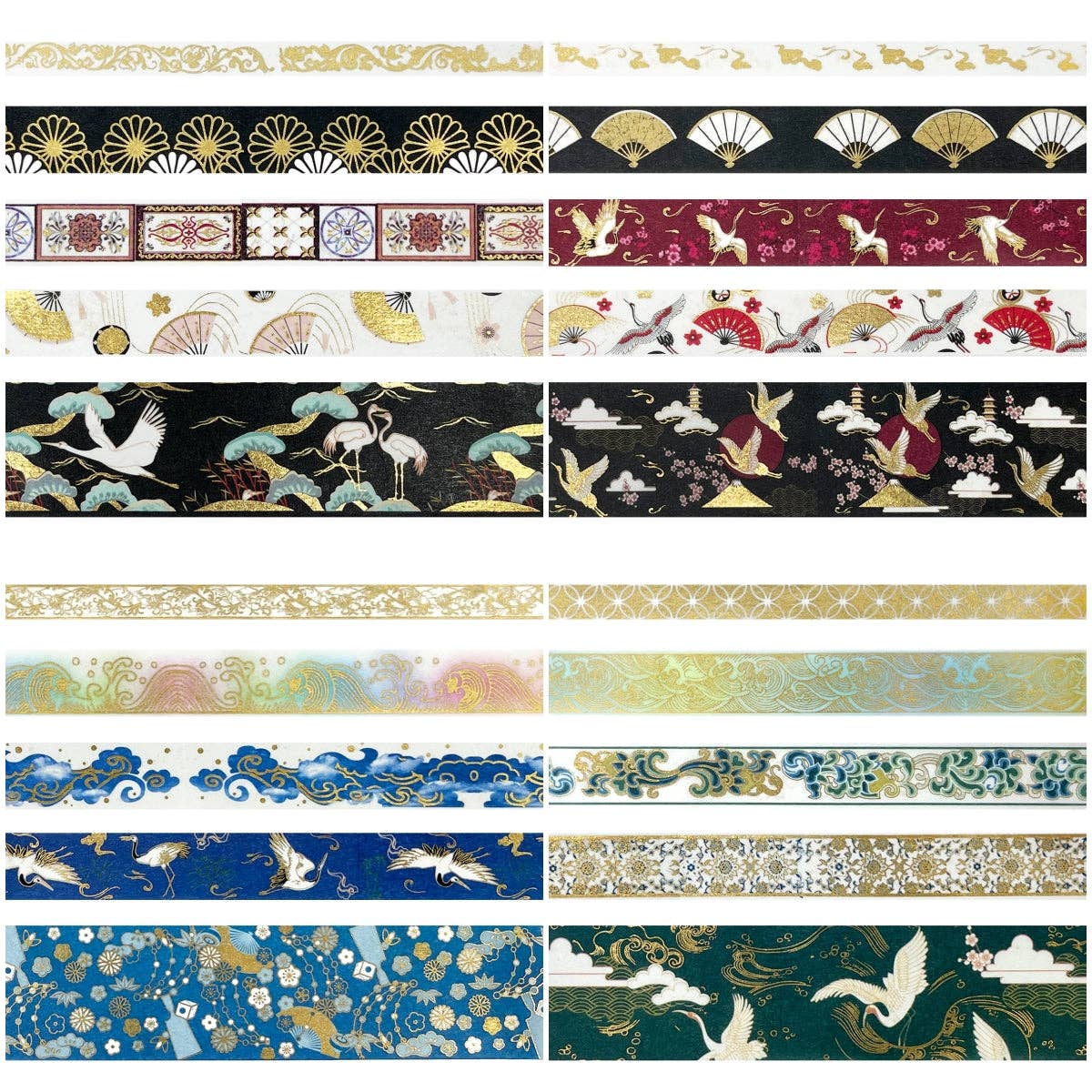 Wrapables Gold Foil Washi Tape in Gift Box Set for DIY Arts: Dancing Cranes