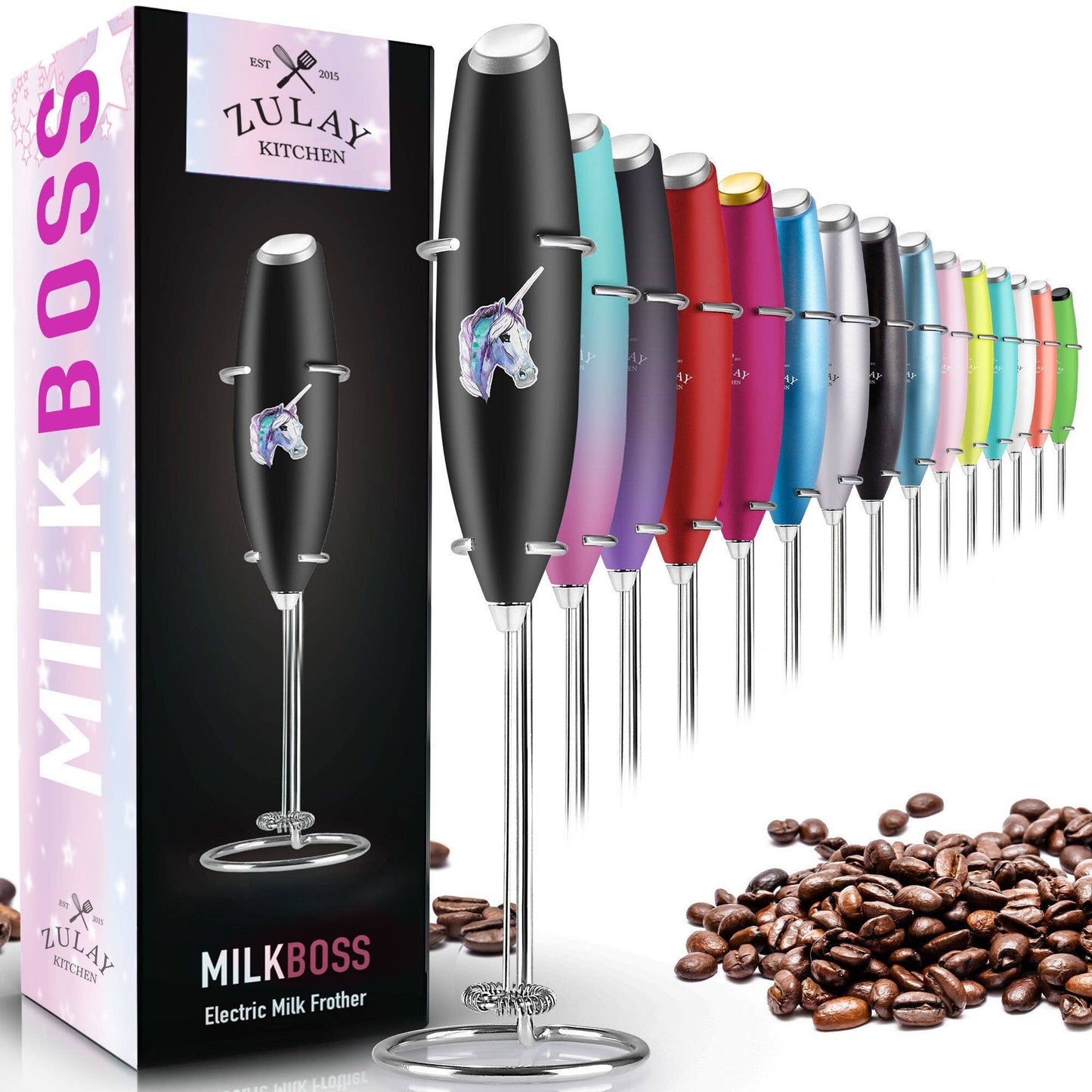 Powerful Handheld Milk Frother: Pop Green/Purple