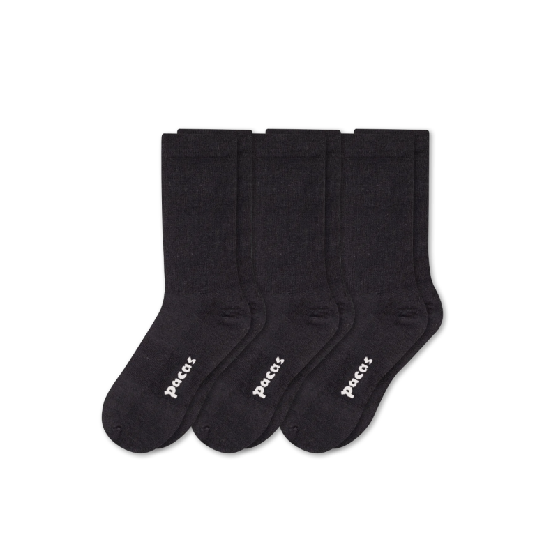 3 Pack - Women's Light-Weight Crew Pacas Socks: STRIPE/Black/Charcoal SolidAll / Medium / Large (US: 8.5 - 11.5+)