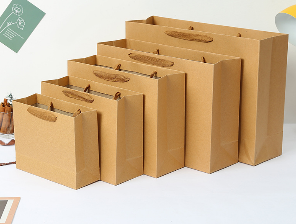 10pcs,horizontal Kraft Paper Gift Bag Free Tissue Five sizes: B1