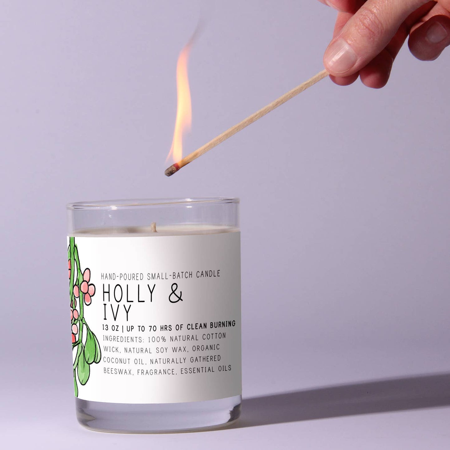 Holly & Ivy - Just Bee Candles: 7 oz (up to 40 hrs of clean burning)