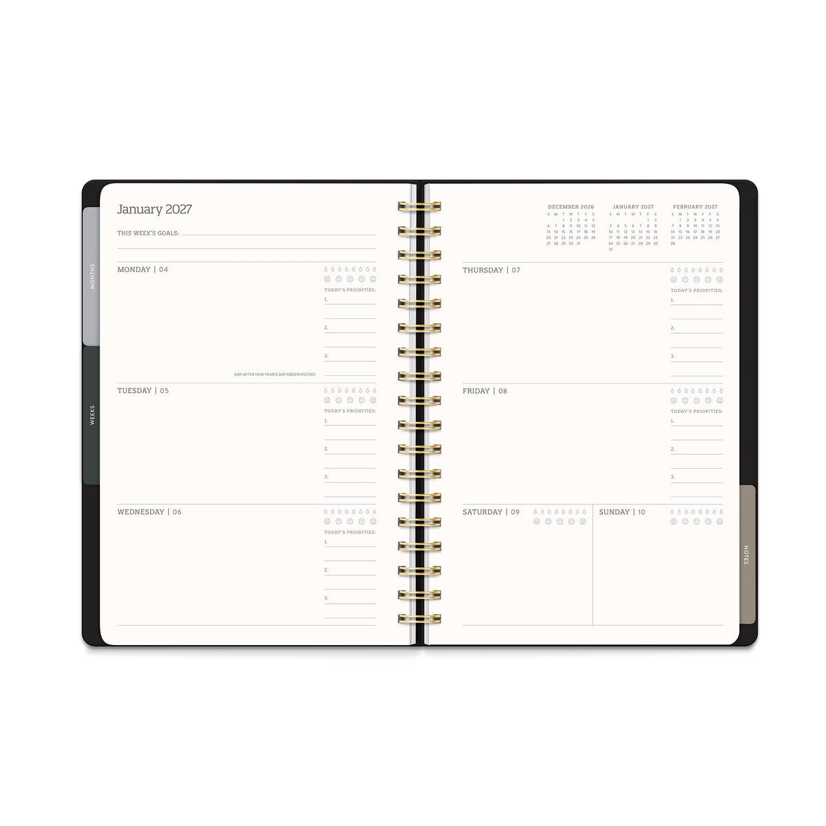 2027 Black Tri-Tab Planner