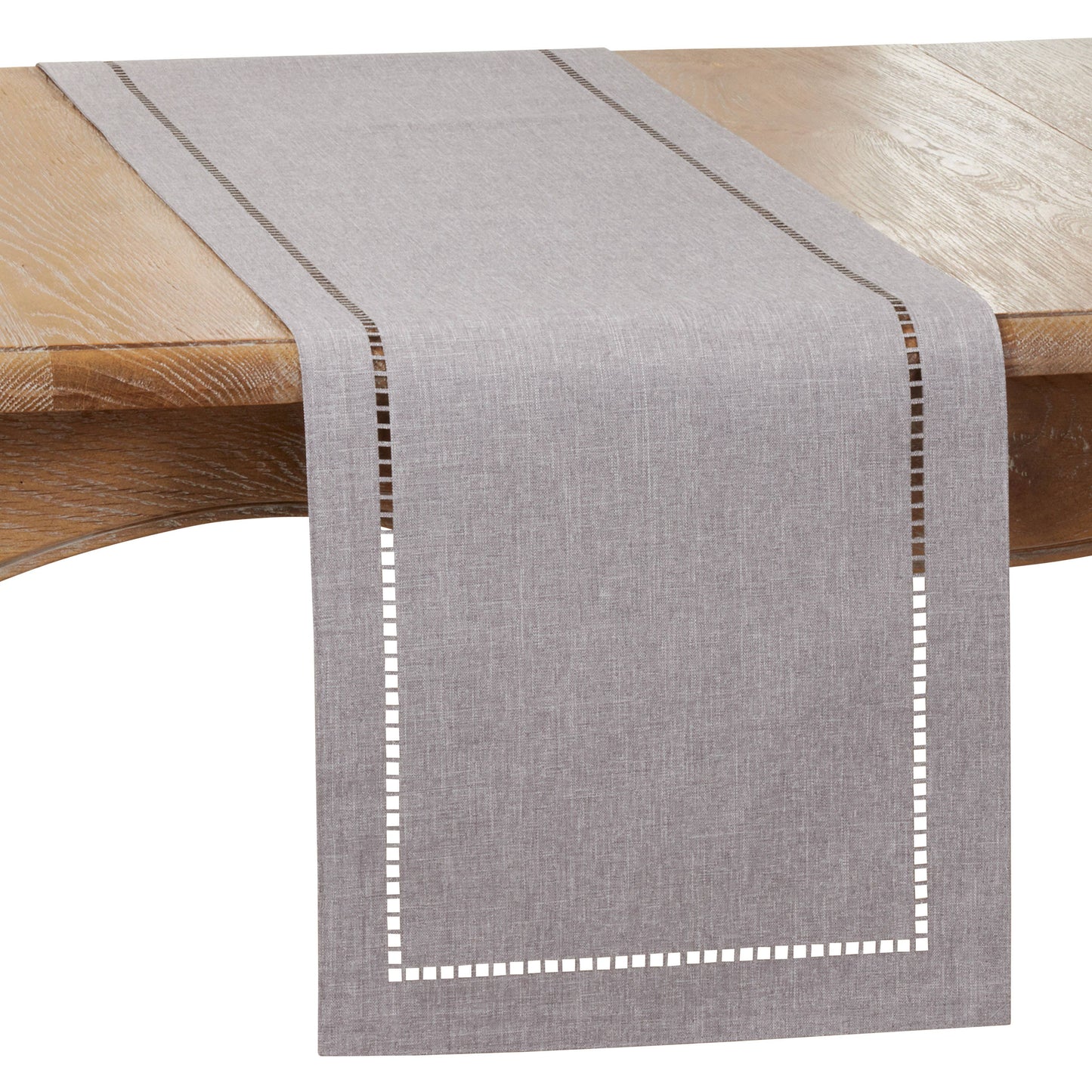 Laser-Cut Hemstitch Runner: Charcoal / 14"x54"