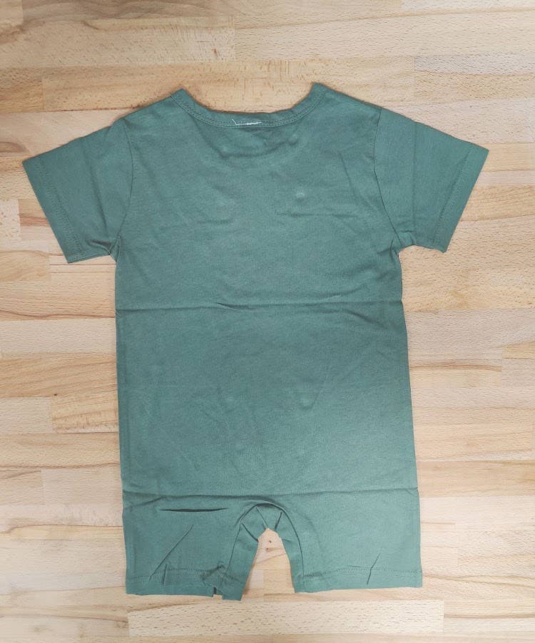 Green Volcano Fun Cotton Baby Romper: 6-12 Months