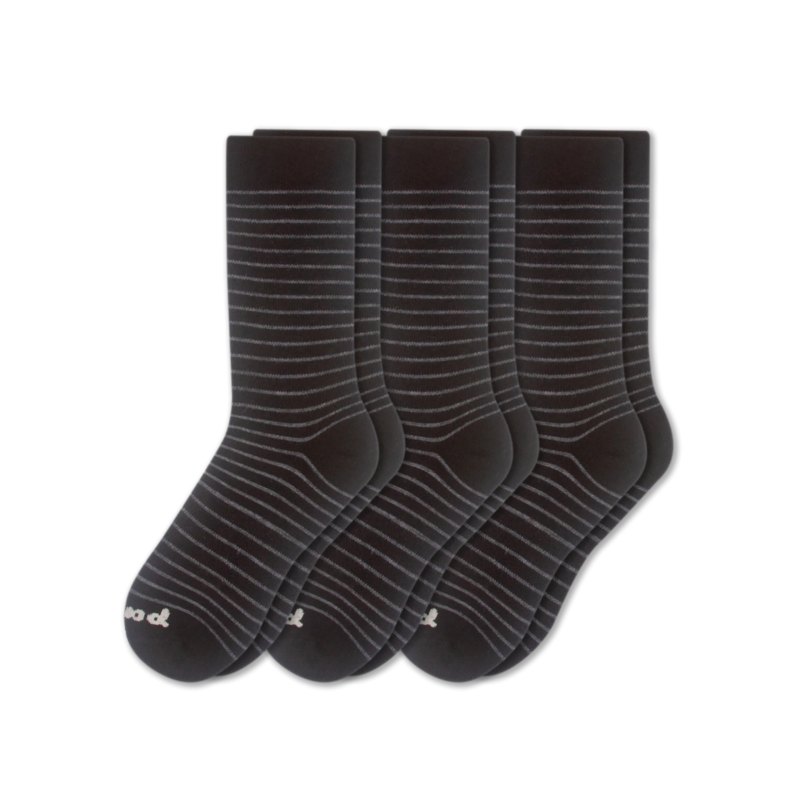 3 Pack - Women's Light-Weight Crew Pacas Socks: STRIPE/Black/Charcoal SolidAll / Medium / Large (US: 8.5 - 11.5+)