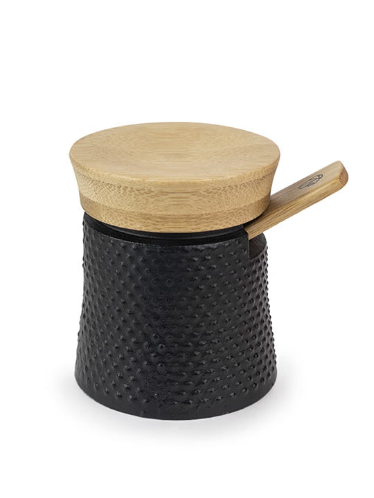 Bali Black Cast-Iron Pepper Mill and its Salt Cellar - Gift Box