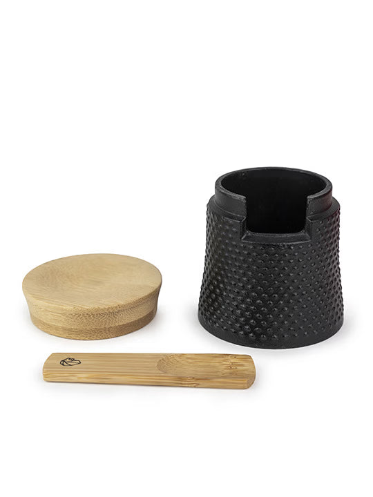 Bali Black Cast-Iron Pepper Mill and its Salt Cellar - Gift Box