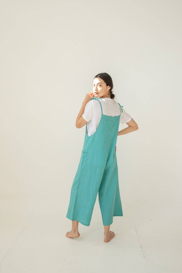 Linen Romper, Jumpsuit, Jumper: Small / Natural