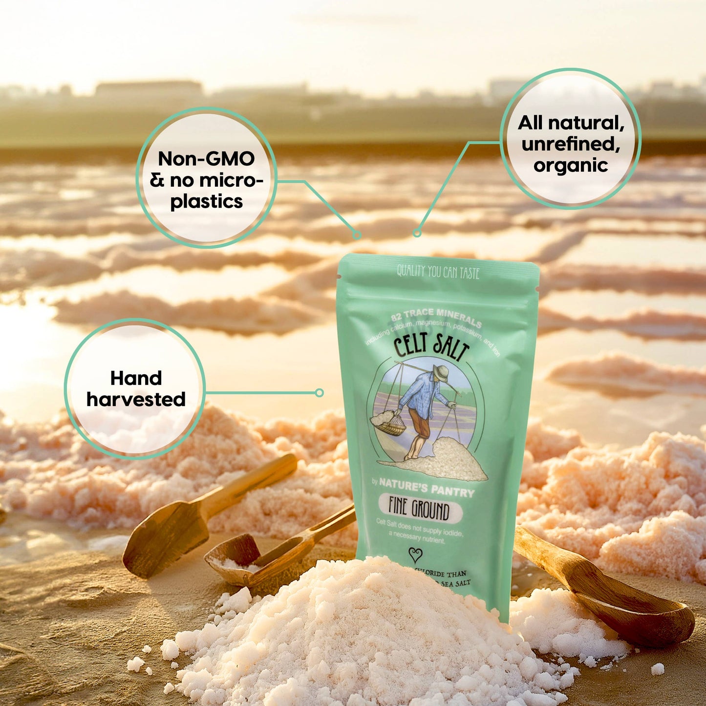 FG1/2 Celtic Sea Salt, Fine Ground - 1/2 lb (8 oz) Resealable Bag