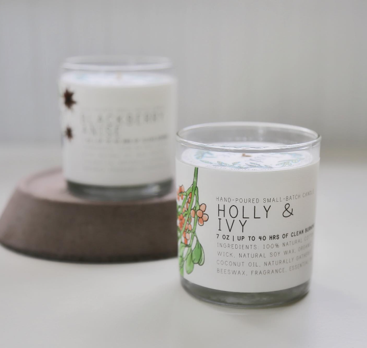 Holly & Ivy - Just Bee Candles: 7 oz (up to 40 hrs of clean burning)