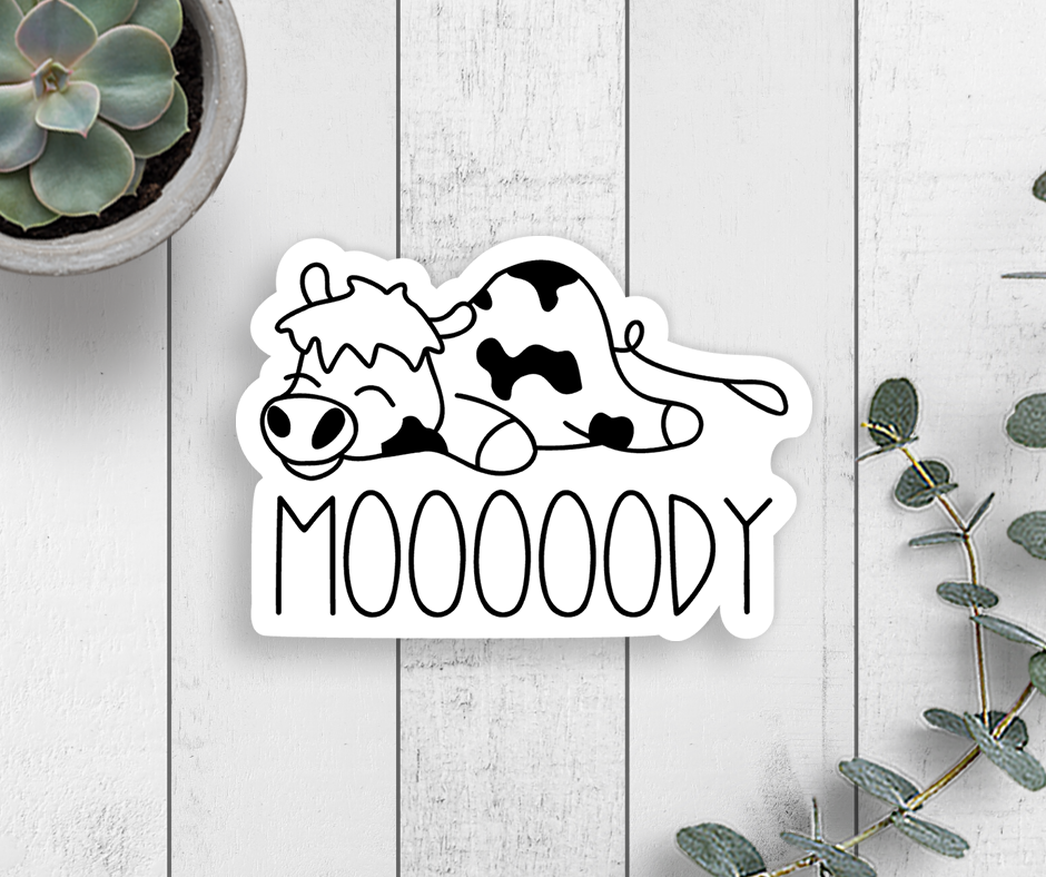 Mooooody Vinyl Sticker