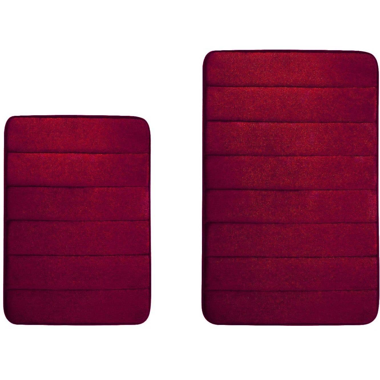 2 Pieces Memory Foam Bath Mat: Navy