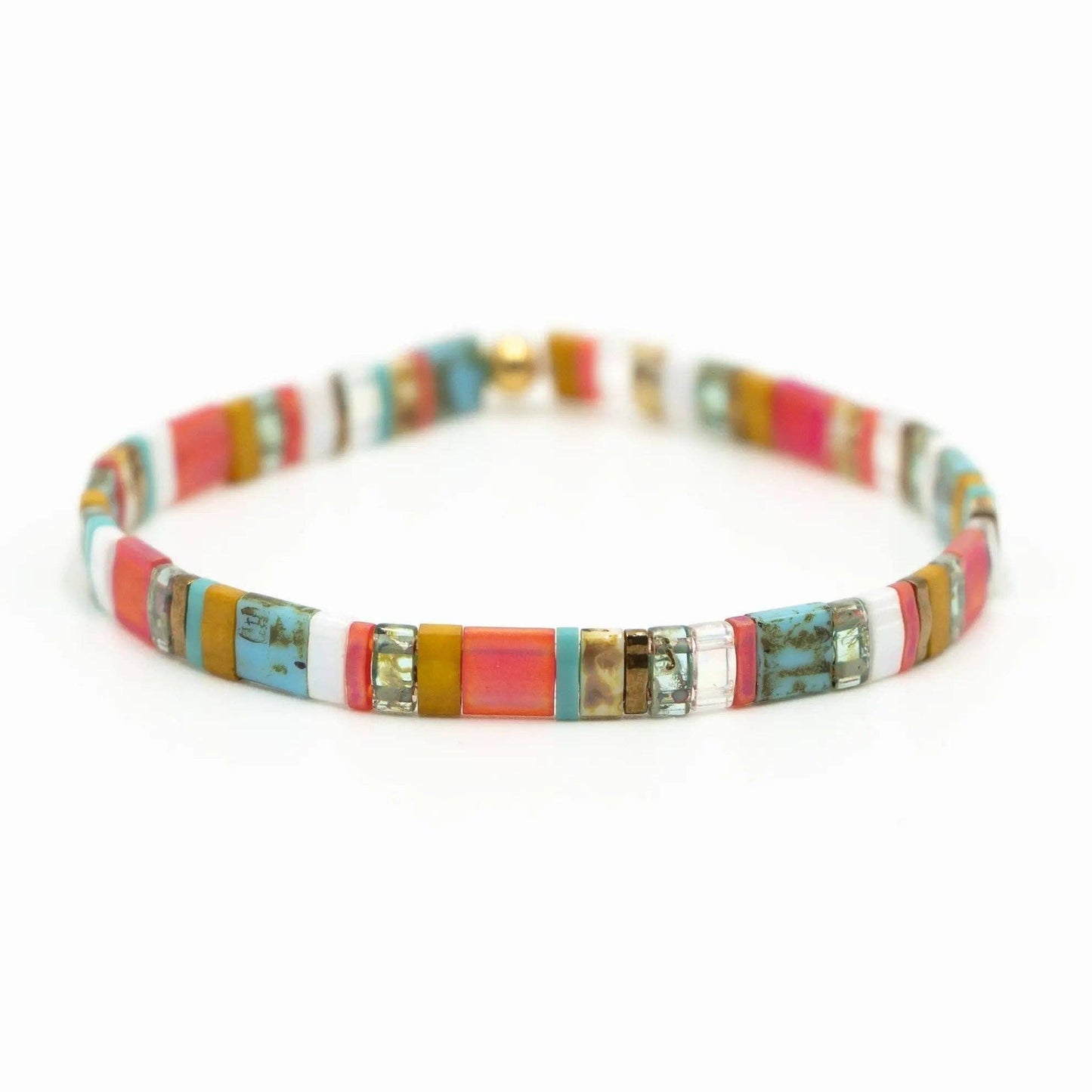 BEACH BUM - Tila Bead Bracelet Stack of 3: 6.50 Inches - M