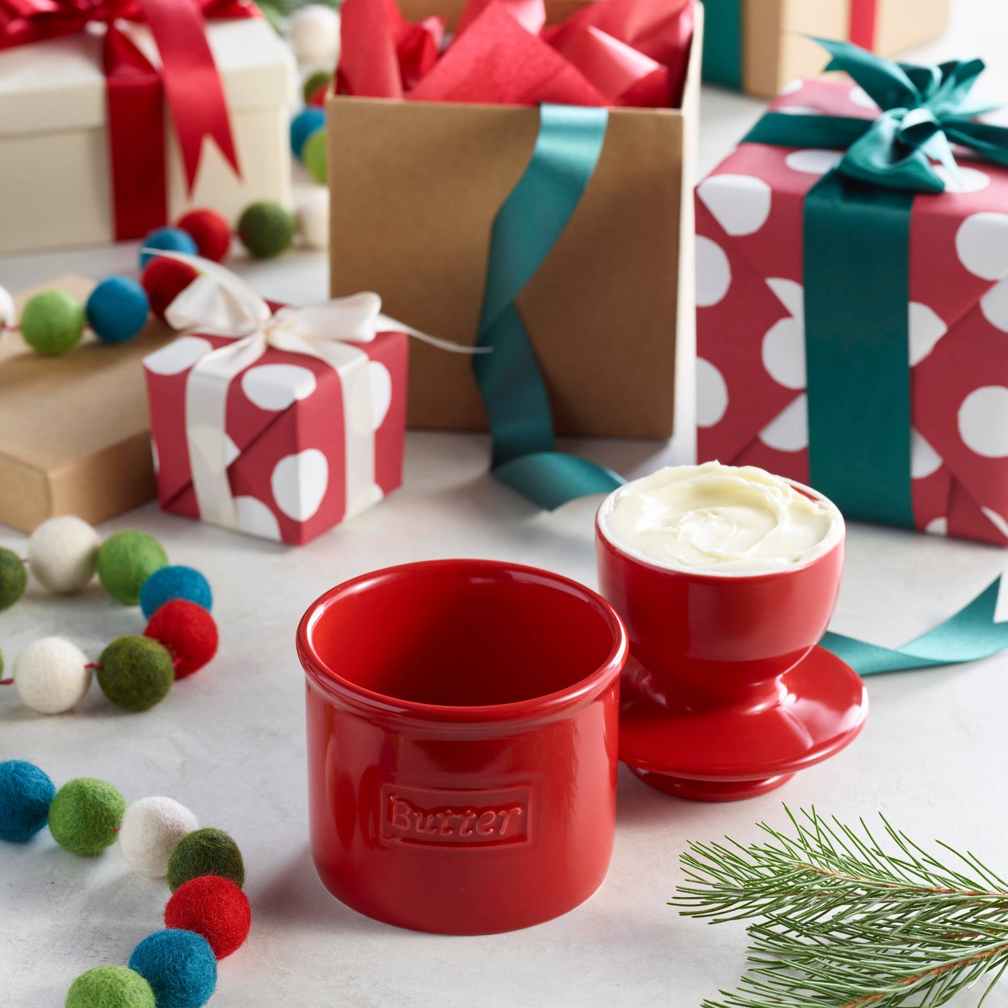 The Original Butter Bell® Crock - Cafe Maraschino Red
