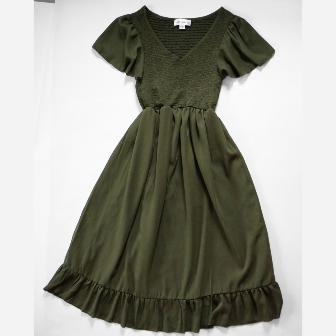 Dark Green Chiffon Dress - Women: Women's Small