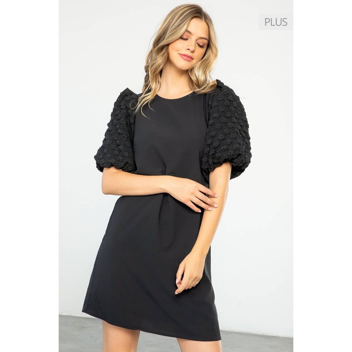 /Size XL/ Puff Sleeve Dress: BLACK / XL